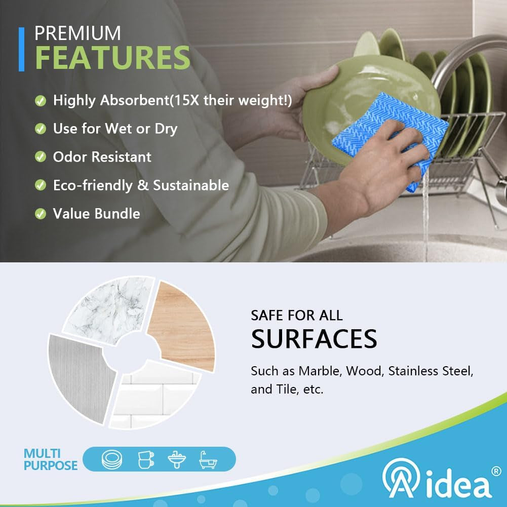 Versatile Reusable Cleaning Wipes - 80 Count Multi-Purpose Cloths for All Your Cleaning Needs
