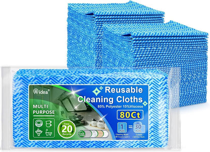 Versatile Reusable Cleaning Wipes - 80 Count Multi-Purpose Cloths for All Your Cleaning Needs