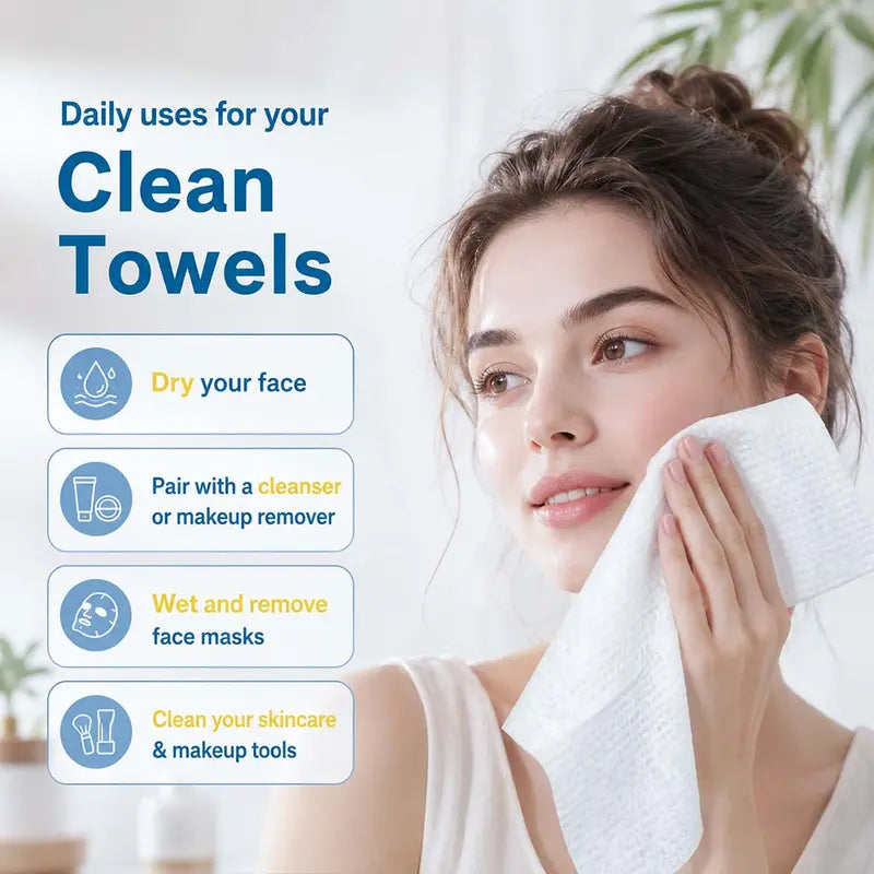 Ultra-Soft Hypoallergenic Disposable Face Towels - 50 Non-Toxic Plant Fiber Washcloths for Sensitive Skin